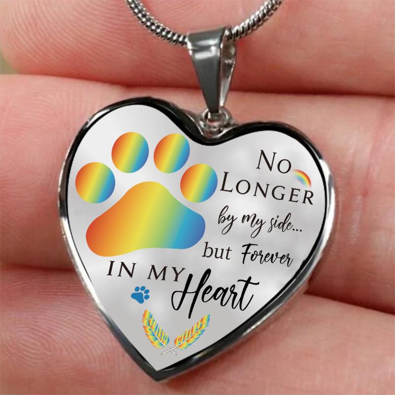 Dog Memorial Necklace No Longer by My Side But Forever in My Heart