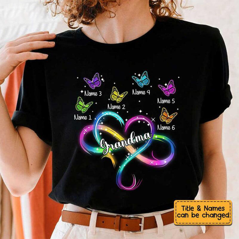 Personalized Mom Grandma Infinity Heart T Shirt