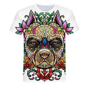 3D Color Dog Print T-shirt