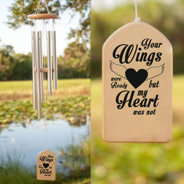 Personalized Memory Heart Wings Wind Chime