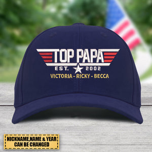 Personalized papa top with grandkids Embroidered Cap