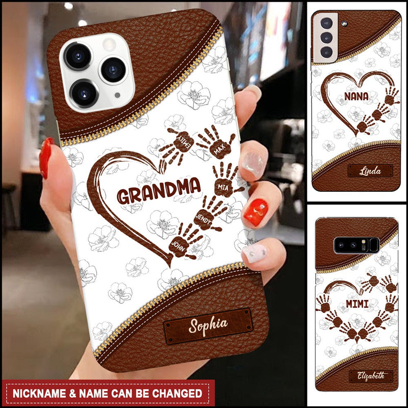 Personalized Grandma Mom Heart Kids' Handprints Phone case