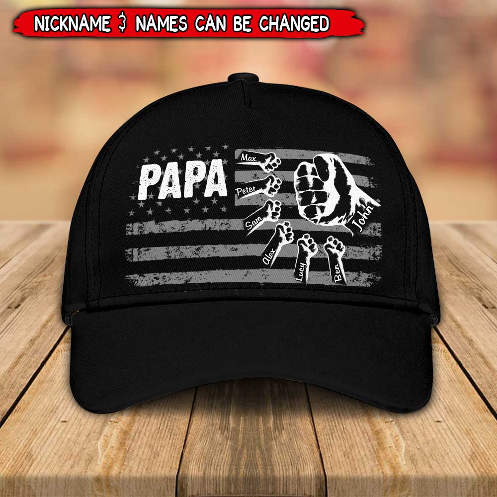Father's Day Gift Personalized Grandpa with Grandkids Hand to Hands Cap