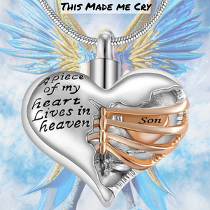 A piece of my heart lives in heaven - Urn Pendant Necklace