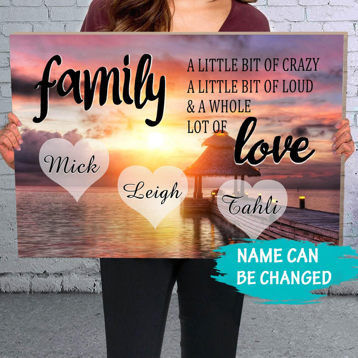 Personalized Family Color Coast Sunset Multi-Names Premium Poster