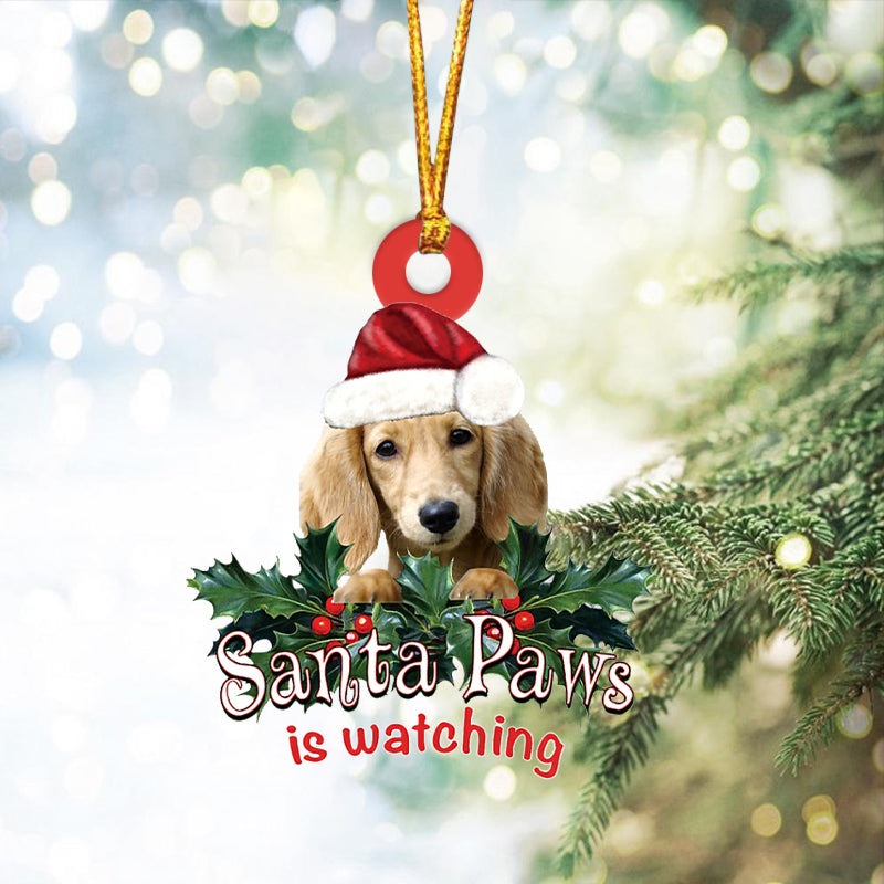 CREAM Dachshund Christmas Car Ornament