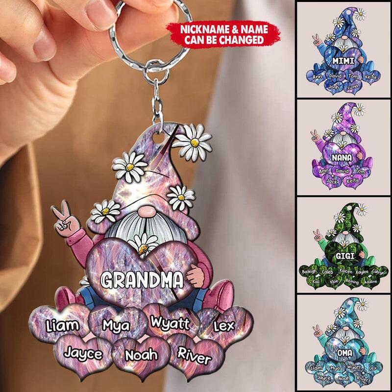 Sparkling Grandma-Nana With Sweet Heart Kids Personalized Keychain