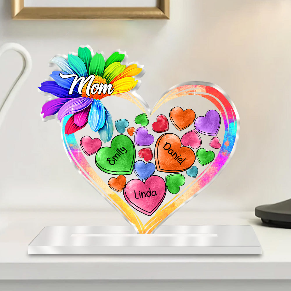Colorful Sunflower Grandma Mom  Kid Personalized Acrylic Plaque
