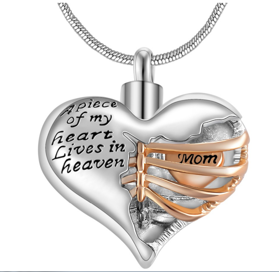 A Piece Of My Heart Lives In Heaven Memorial Necklace