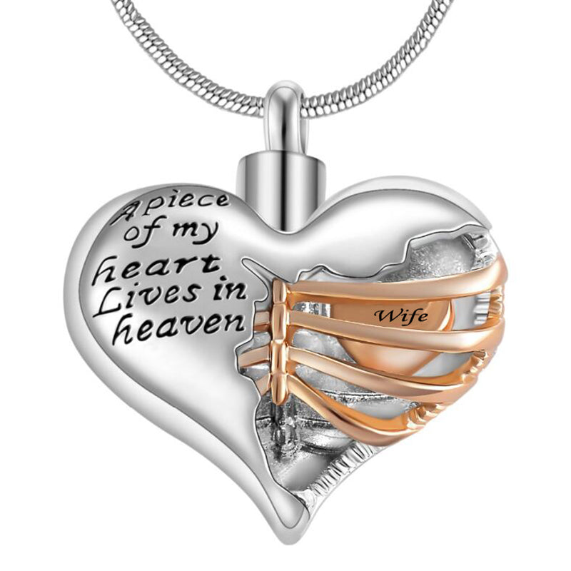A Piece Of My Heart Lives In Heaven Memorial Necklace