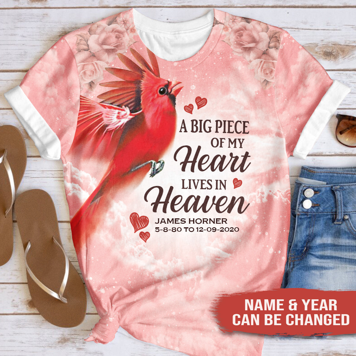 A Big Piece Of My Heart Lives In Heaven-Personalized Shirt