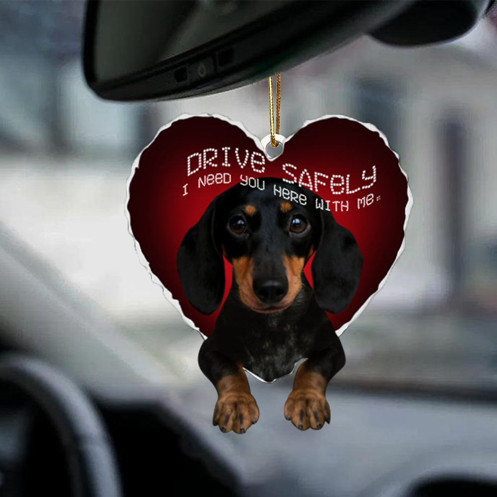 Dachshund Drive Safely Car Ornament