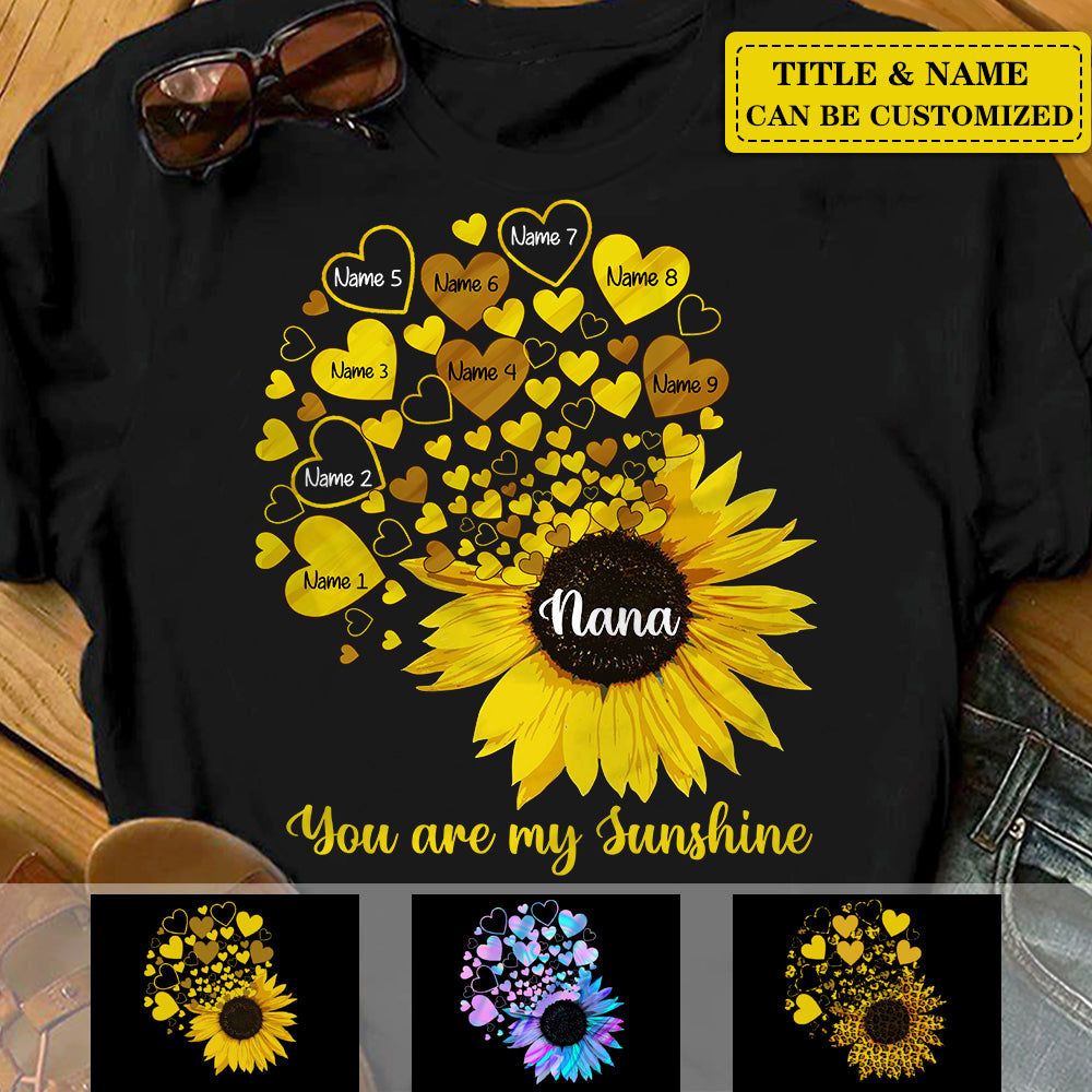 Personalized Grandma Sunflower Little Sunshine T Shirt