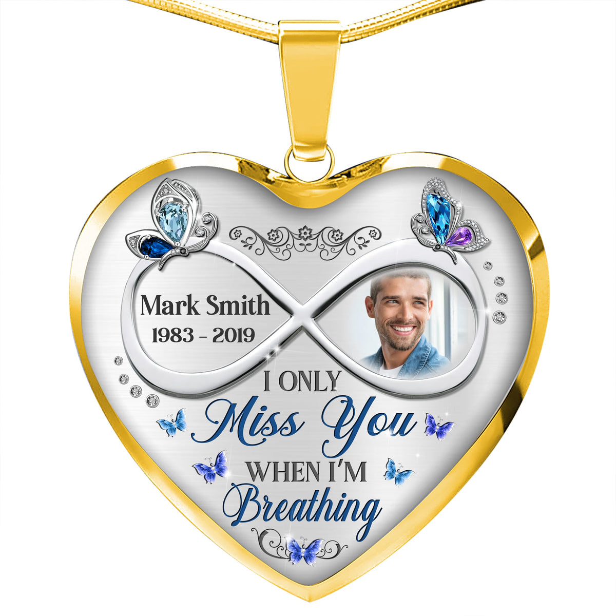 I Only Miss You When I'm Breathing Personalized Necklace