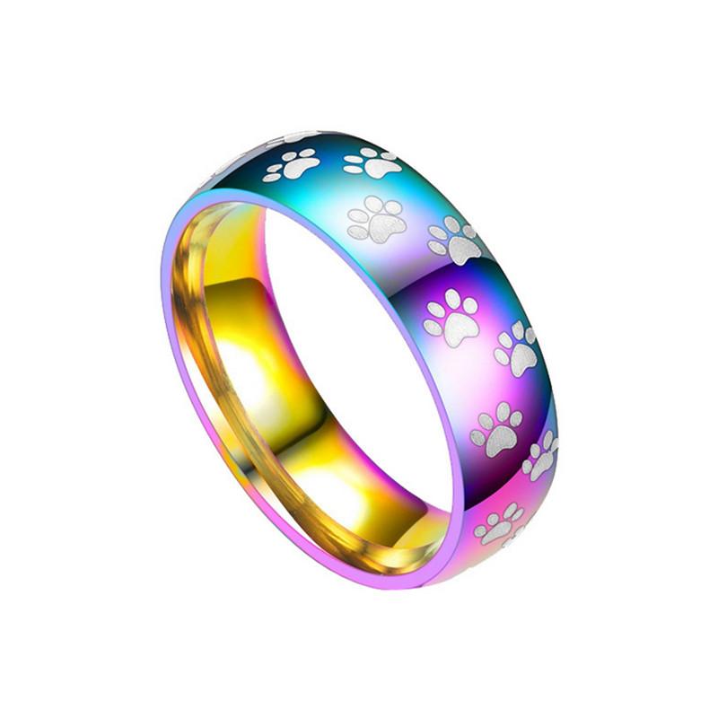 Rainbow Paw Print Ring