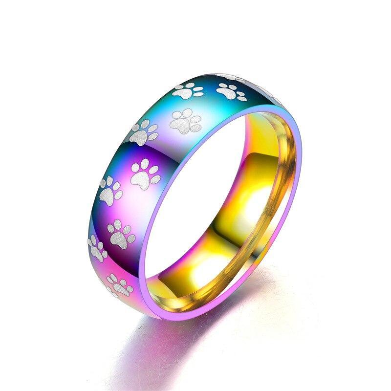 Rainbow Paw Print Ring