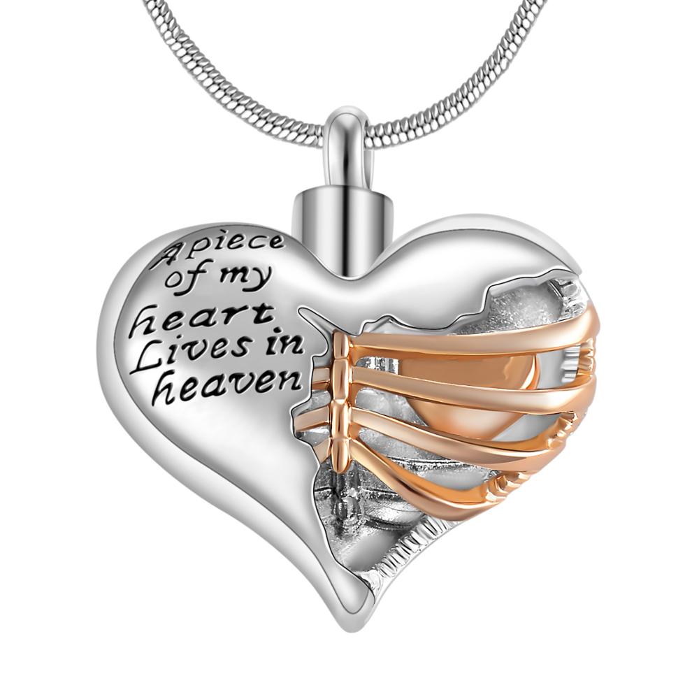 A piece of my heart lives in heaven - Urn Pendant Necklace