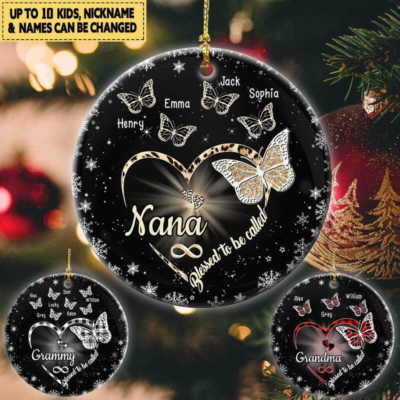 Personalized Christmas Blessed To Be Called Grandma Butterfly Ornament