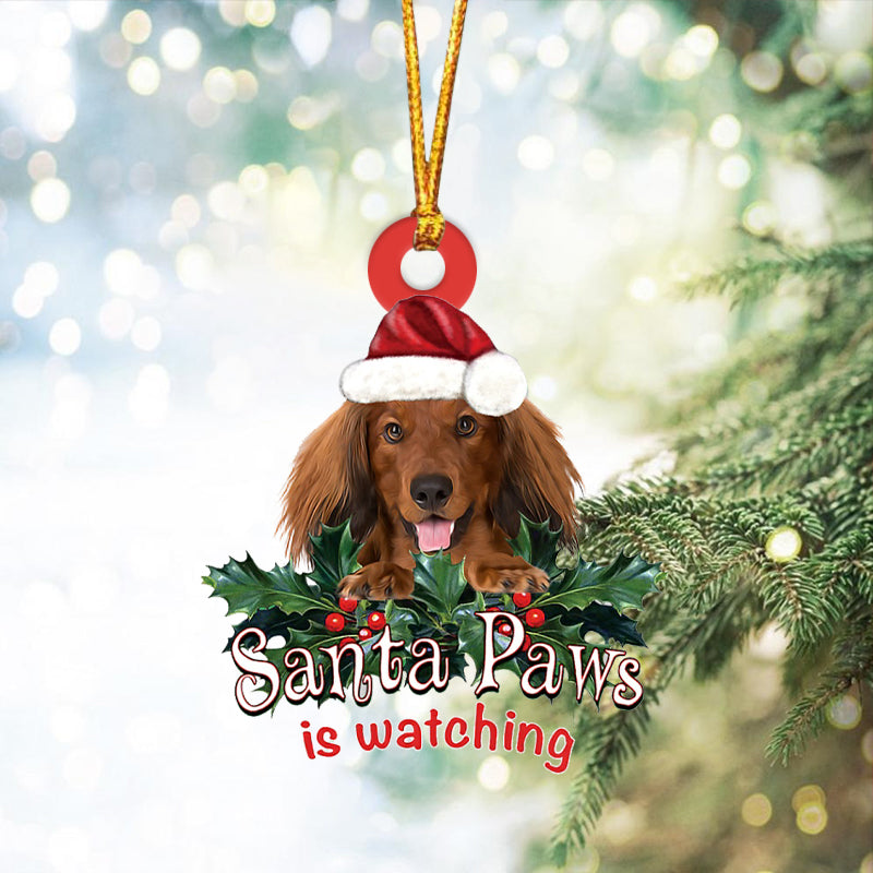 LONG HAIRED Dachshund Christmas Car Ornament