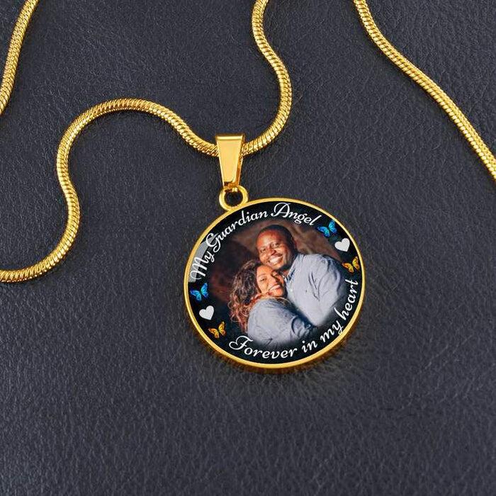 Guardian Angel Circle Memorial Personalized Necklace