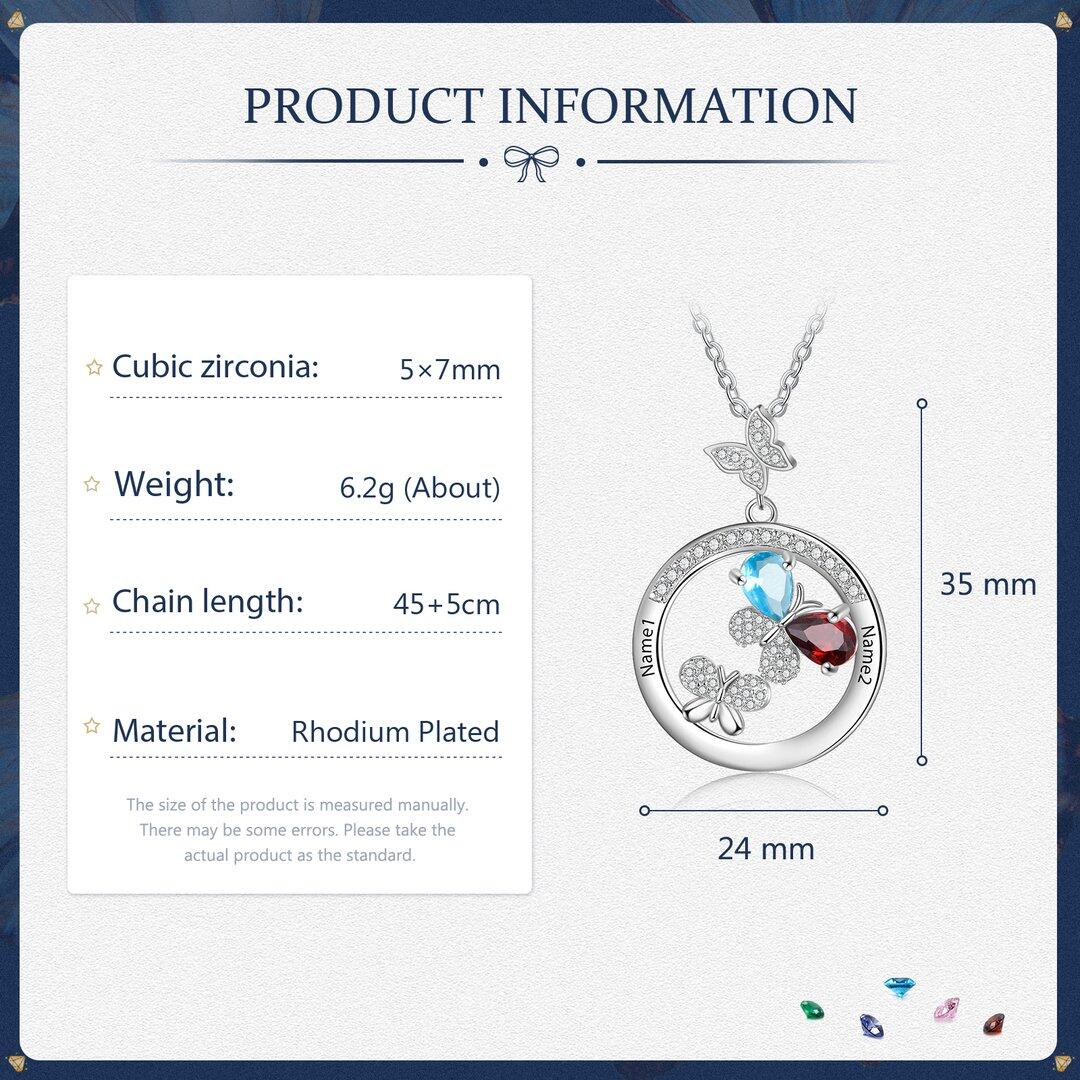 Butterfly 12 Birthstone Personalized Necklace