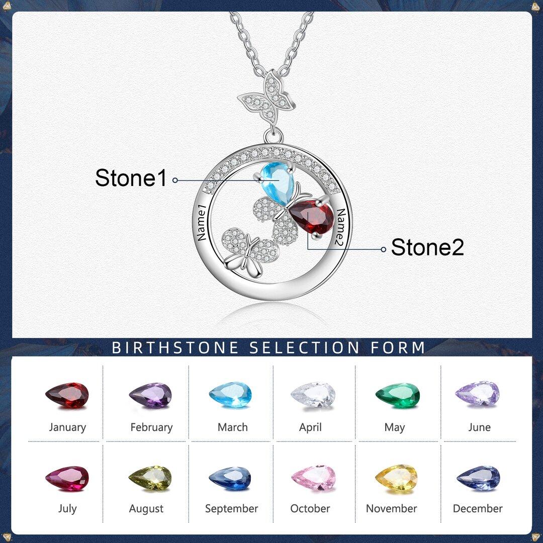 Butterfly 12 Birthstone Personalized Necklace