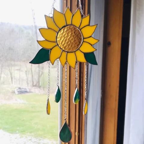 SUNFLOWER Stained Glass Wind Chime Sun Catcher Windchime