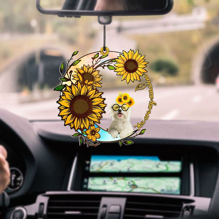 Maltese You Are My Sunshine Car Ornament