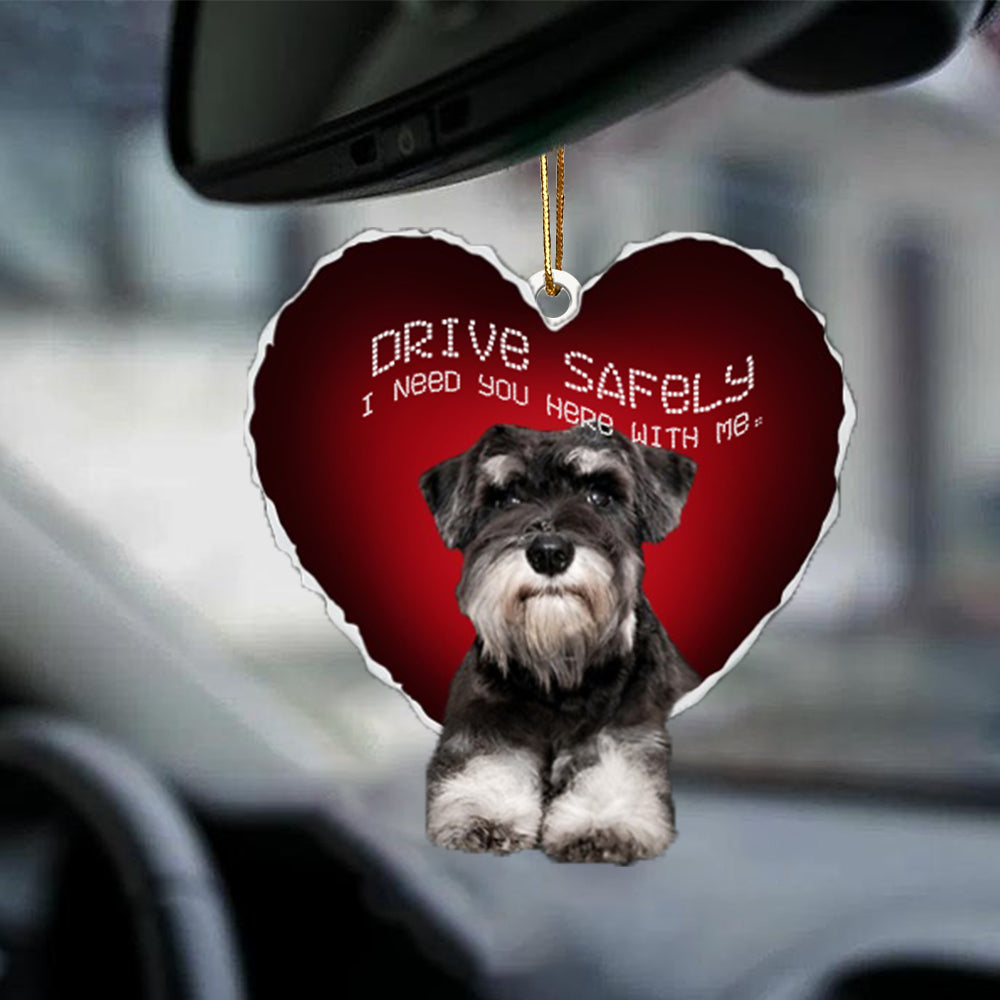 Miniature-Schnauzer Drive Safely Car Ornament