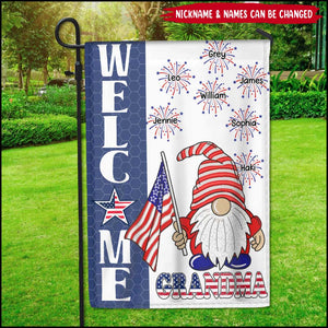 4th Of July Welcome Grandma Firecrackers Grandkids Personalized Flag