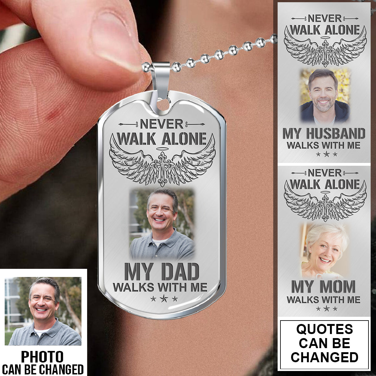 Never Walk Alone My Love Walks With Me, Personalized Necklace