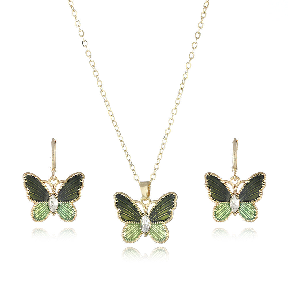 Butterfly Necklace Earrings  Jewelry Set