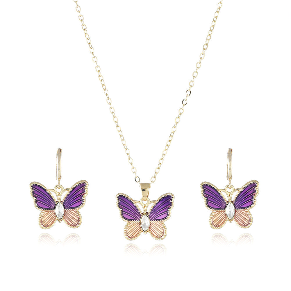 Butterfly Necklace Earrings  Jewelry Set