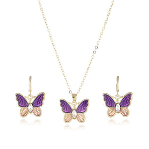 Butterfly Necklace Earrings  Jewelry Set