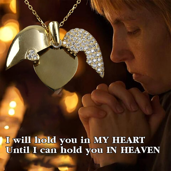 Personalized Name Opening Closing Hearts Wings Necklace
