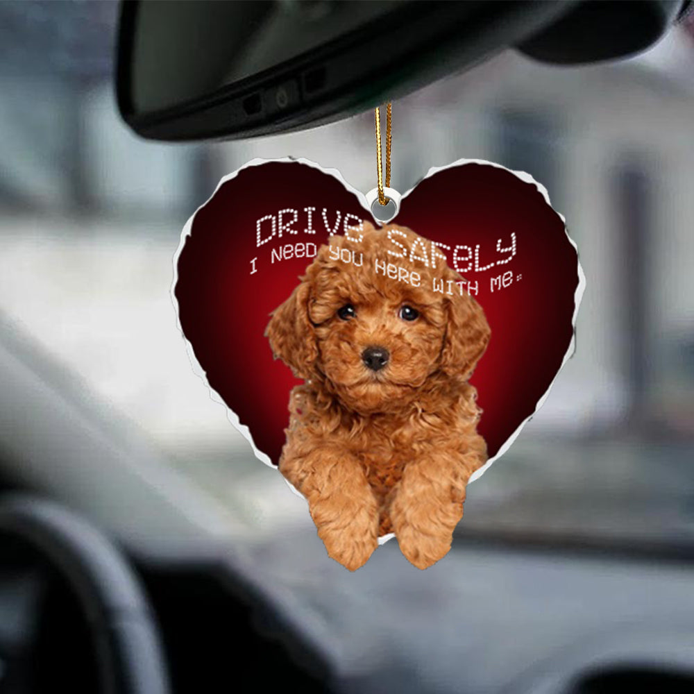 Poodle2 Drive Safely Car Ornament
