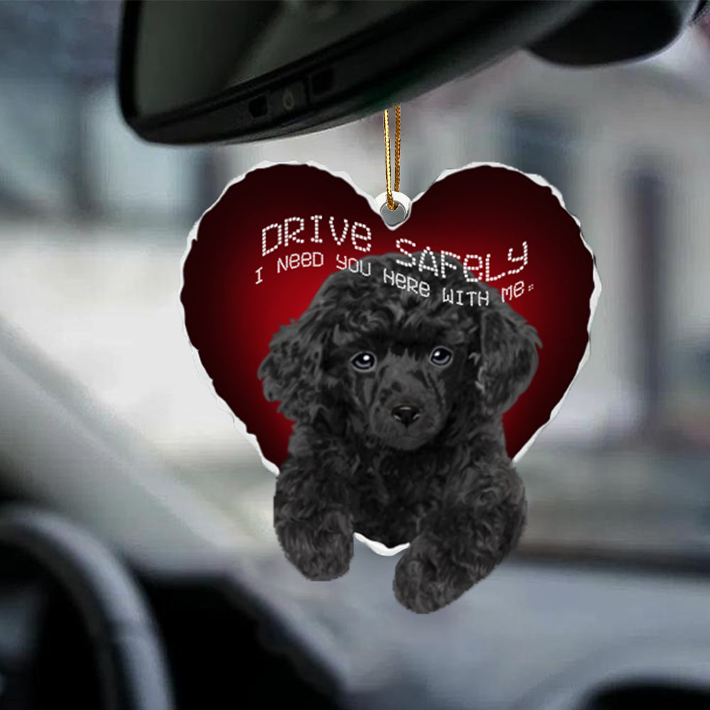 Poodle Drive Safely Car Ornament