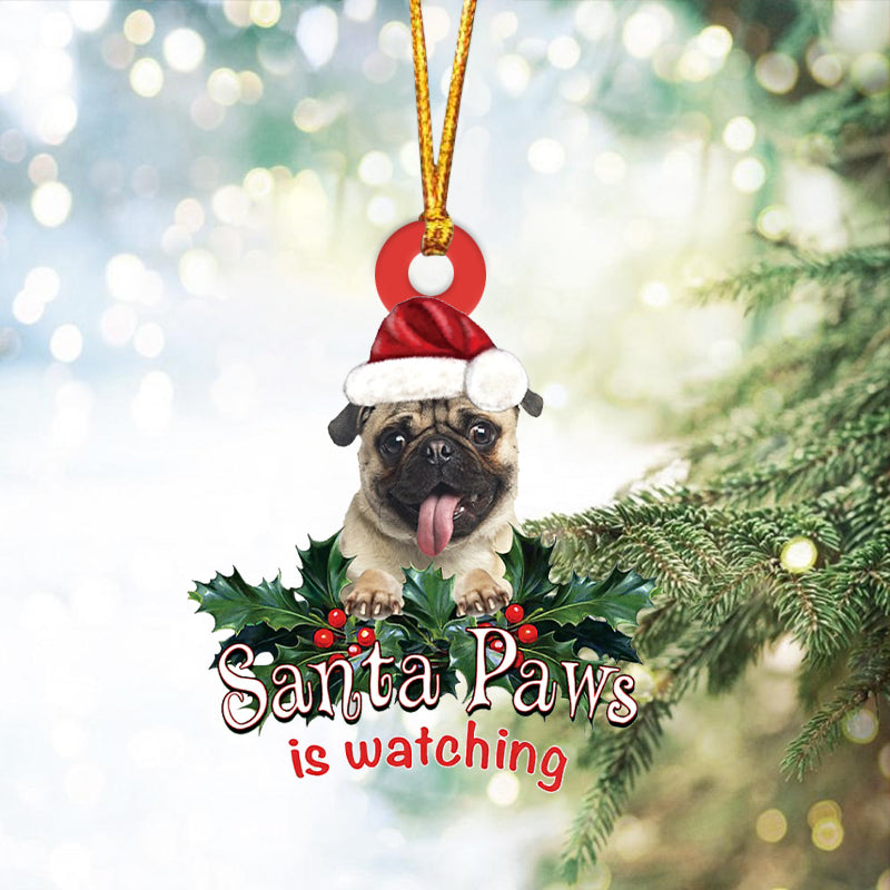 Pug 2 Christmas Car Ornament