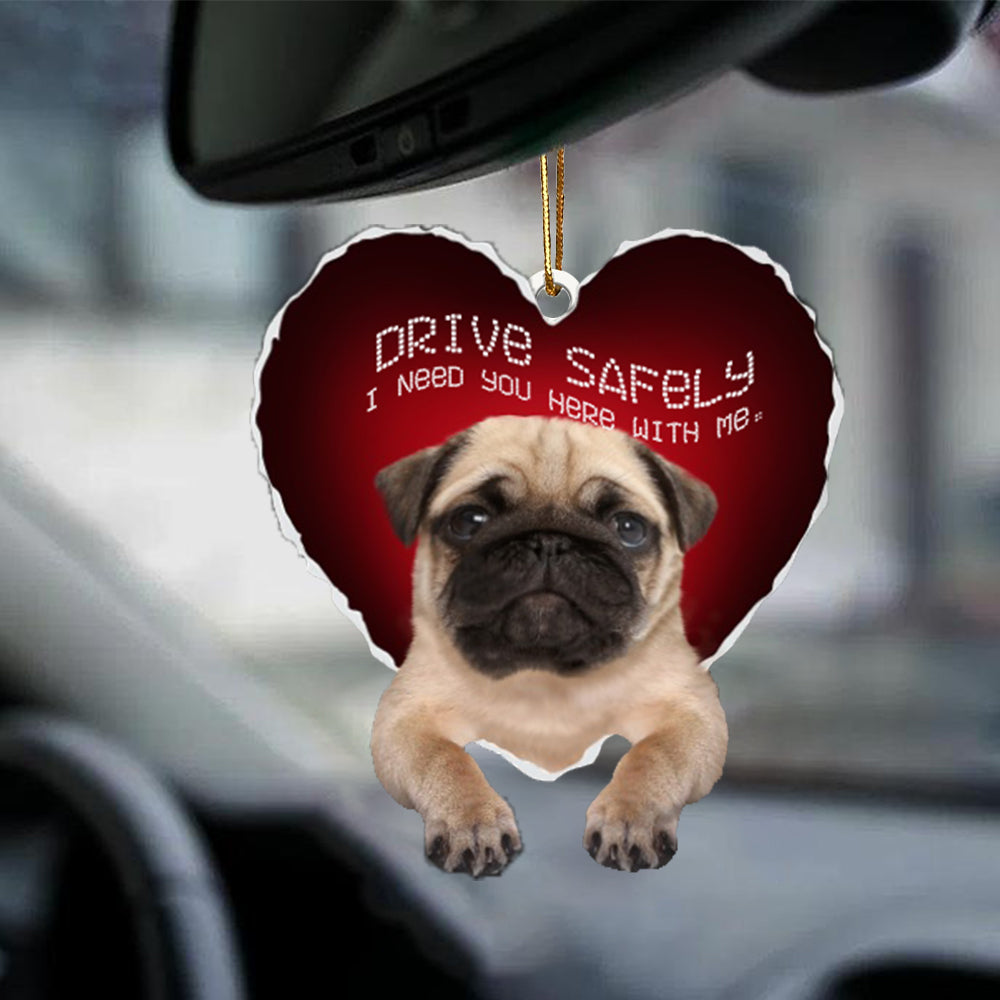 Pug3 Drive Safely Car Ornament