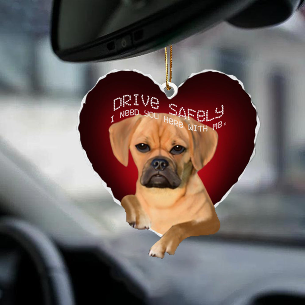Puggle Drive Safely Car Ornament