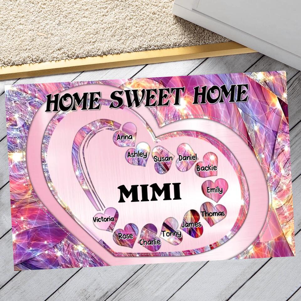 PERSONALIZED HOME SWEET HOME GRANDMA MOM KID NAME DOORMAT