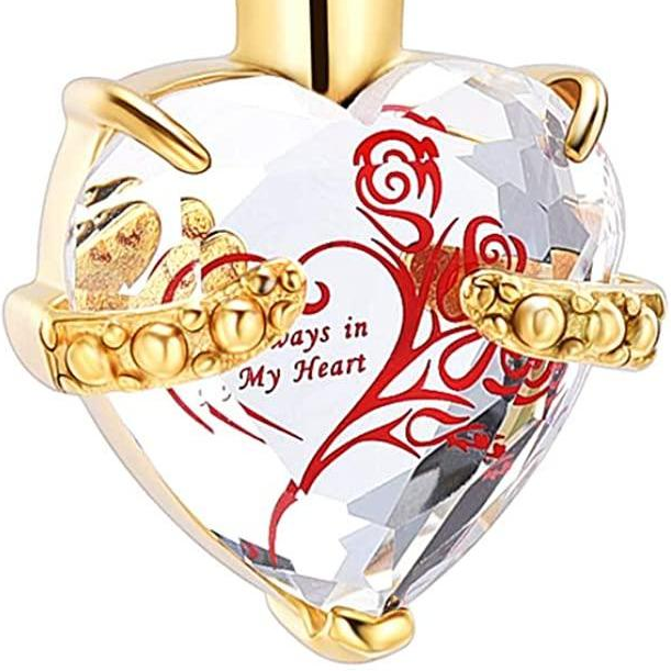 constantlife Crystal Heart Shape Cremation Jewelry Memorial Urn Necklace