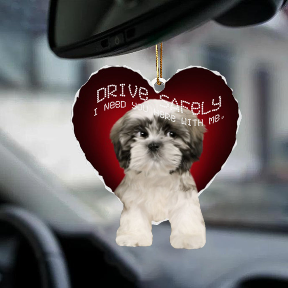 Shih-Tzu2 Drive Safely Car Ornament