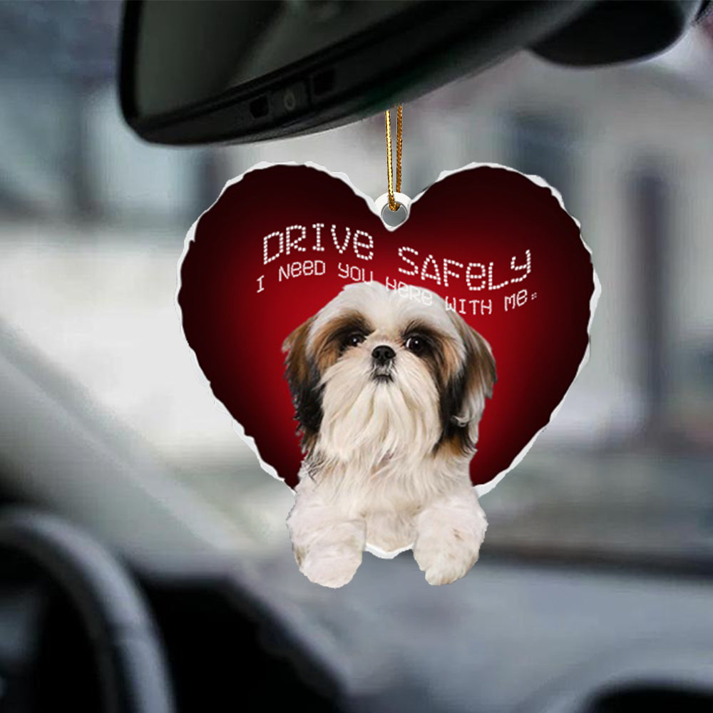 Shih-Tzu3 Drive Safely Car Ornament