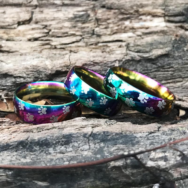 Rainbow Paw Print Ring