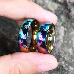 Rainbow Paw Print Ring