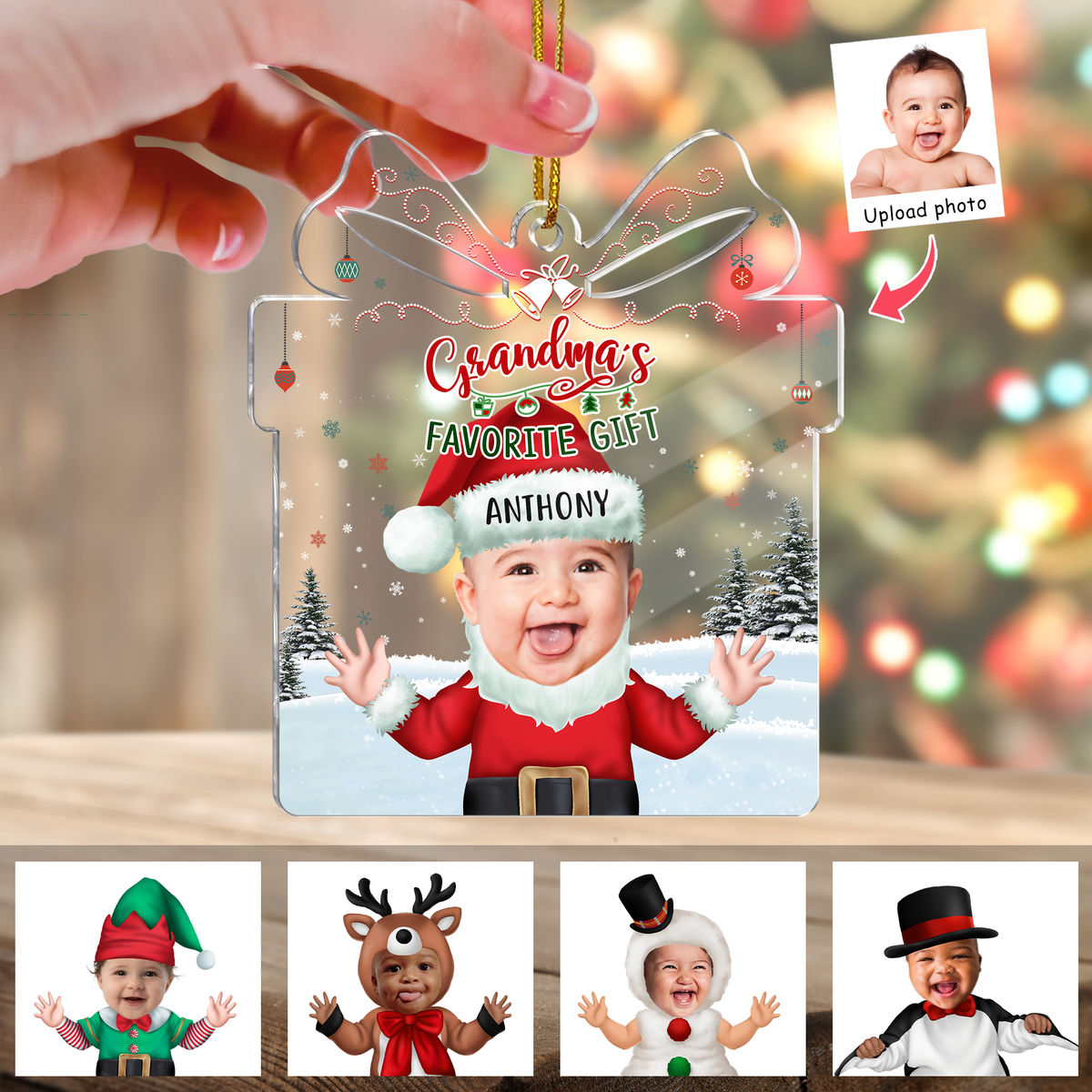 My First Christmas 2023- Custom Transparent Ornament from Photo