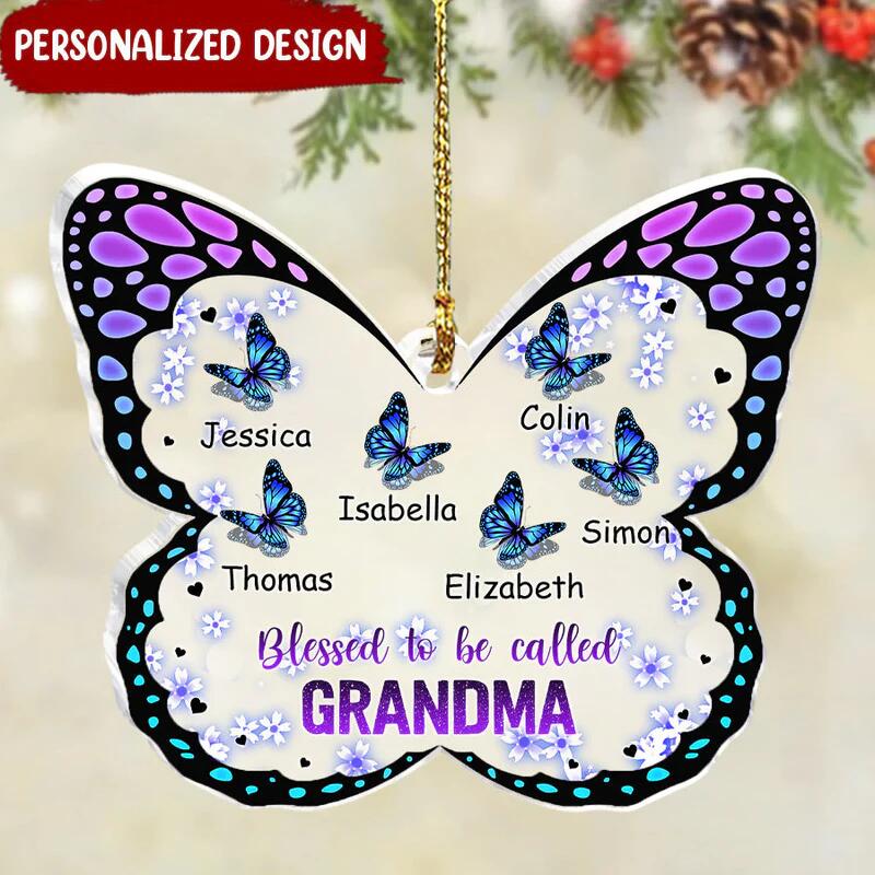 Customized Blessed Grandma Mom Butterfly Christmas Ornament Xmas Gift