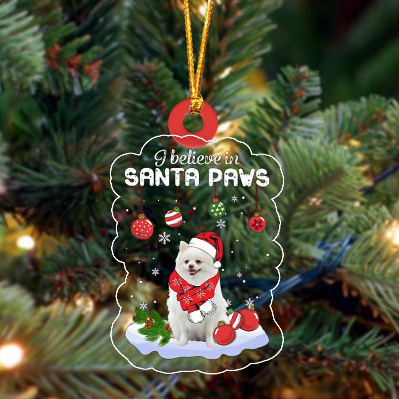 WHITE Pomeranian Christmas Ornament