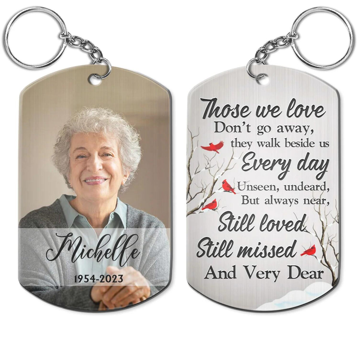 Custom Photo Those We Love Don't Go Away - Memorial Gift - Personalized Aluminum Keychain